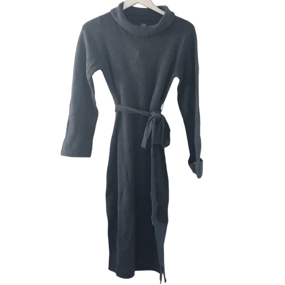 GAP Maternity Softest Belted Midi Sweater Dress Charcoal Heather Gray NEW
